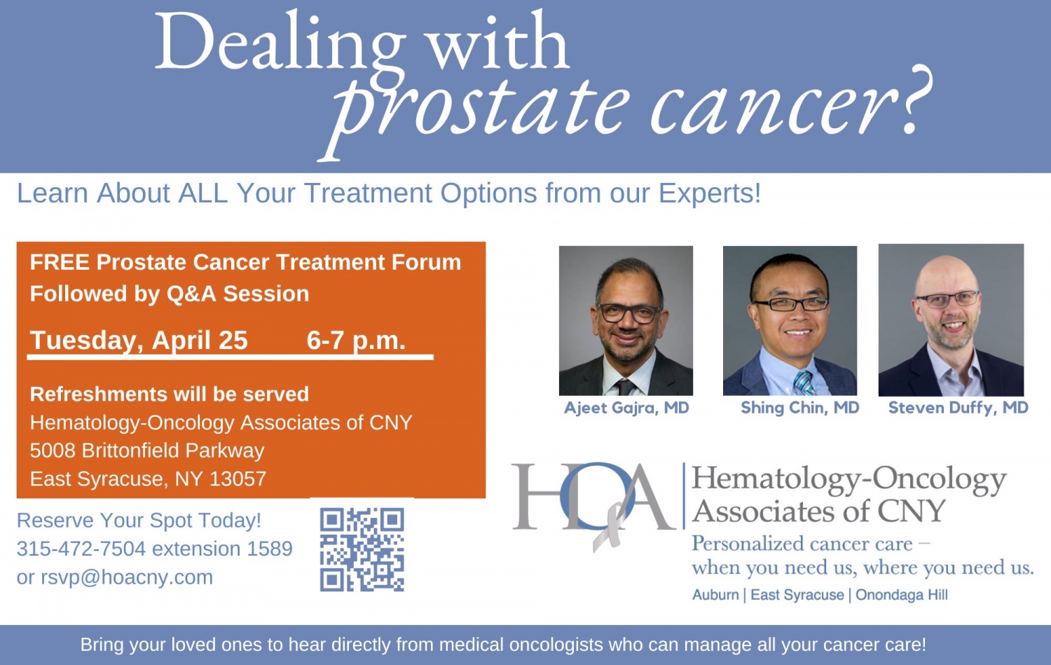 Prostate Cancer Treatment Forum Tuesday, April 25, 2023